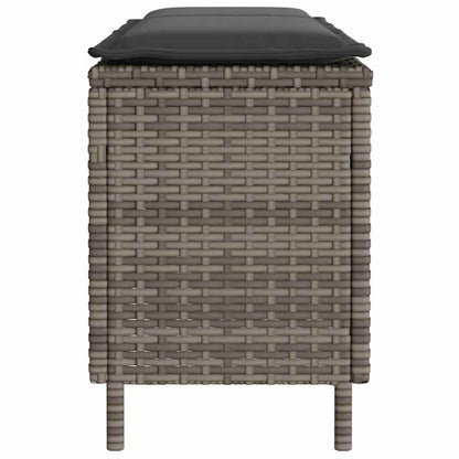 Tuinbank met kussen 110x30x40,5 cm poly rattan grijs