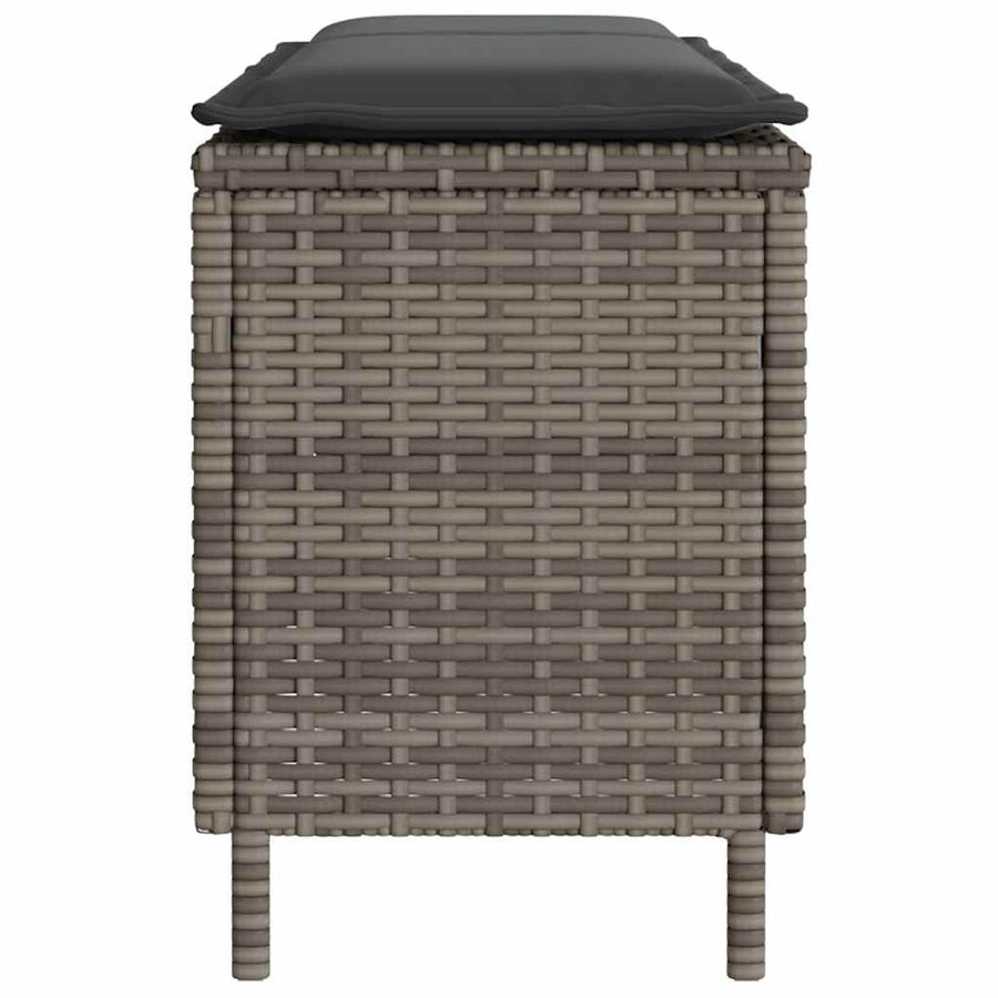 Tuinbank met kussen 110x30x40,5 cm poly rattan grijs