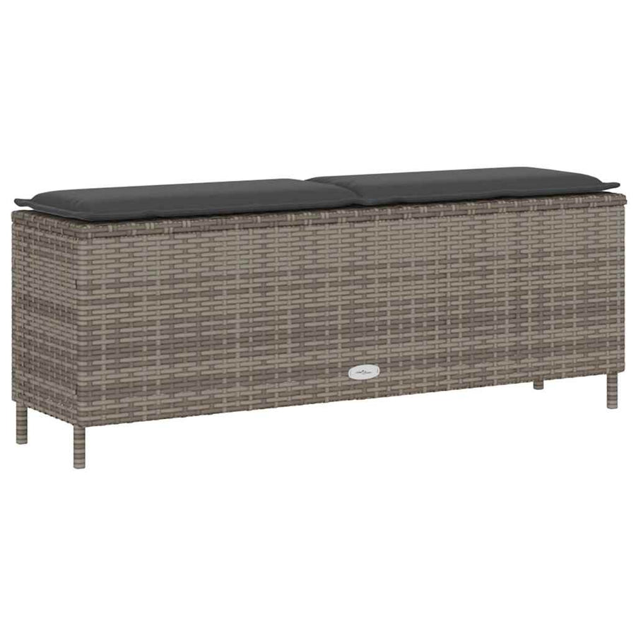 Tuinbank met kussen 110x30x40,5 cm poly rattan grijs