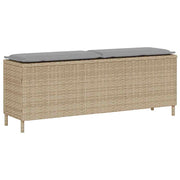 Tuinbank poly rattan 110x30x40,5 cm beige met kussen
