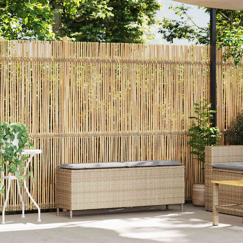 Tuinbank met kussen 110x30x40,5 cm poly rattan beige
