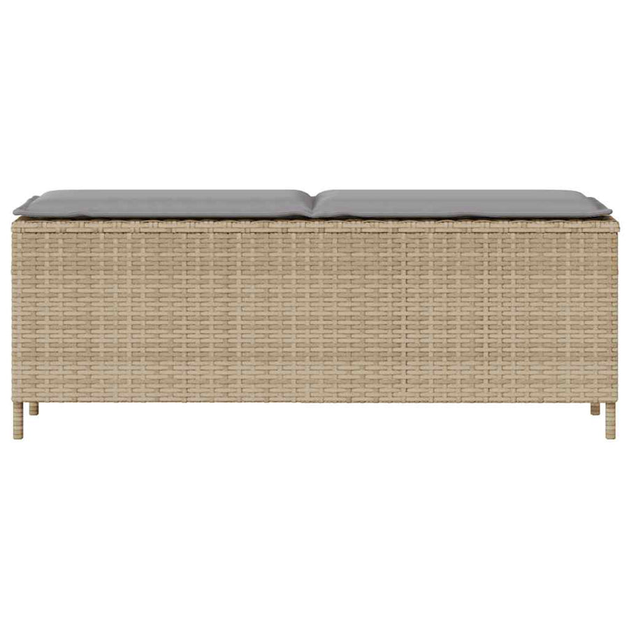 Tuinbank met kussen 110x30x40,5 cm poly rattan beige