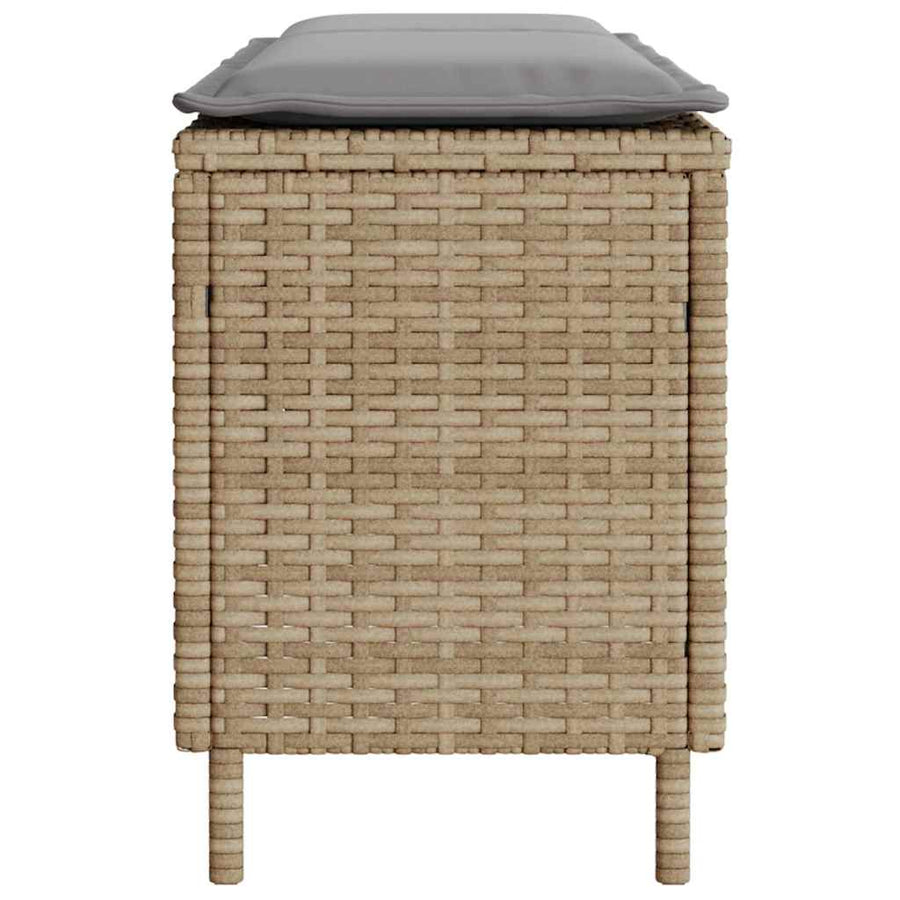 Tuinbank met kussen 110x30x40,5 cm poly rattan beige