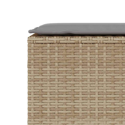 Tuinbank met kussen 110x30x40,5 cm poly rattan beige
