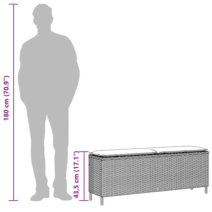 Tuinbank met kussen 110x30x40,5 cm poly rattan beige