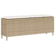 Tuinbank 110x30x40,5 cm poly rattan beige met kussen
