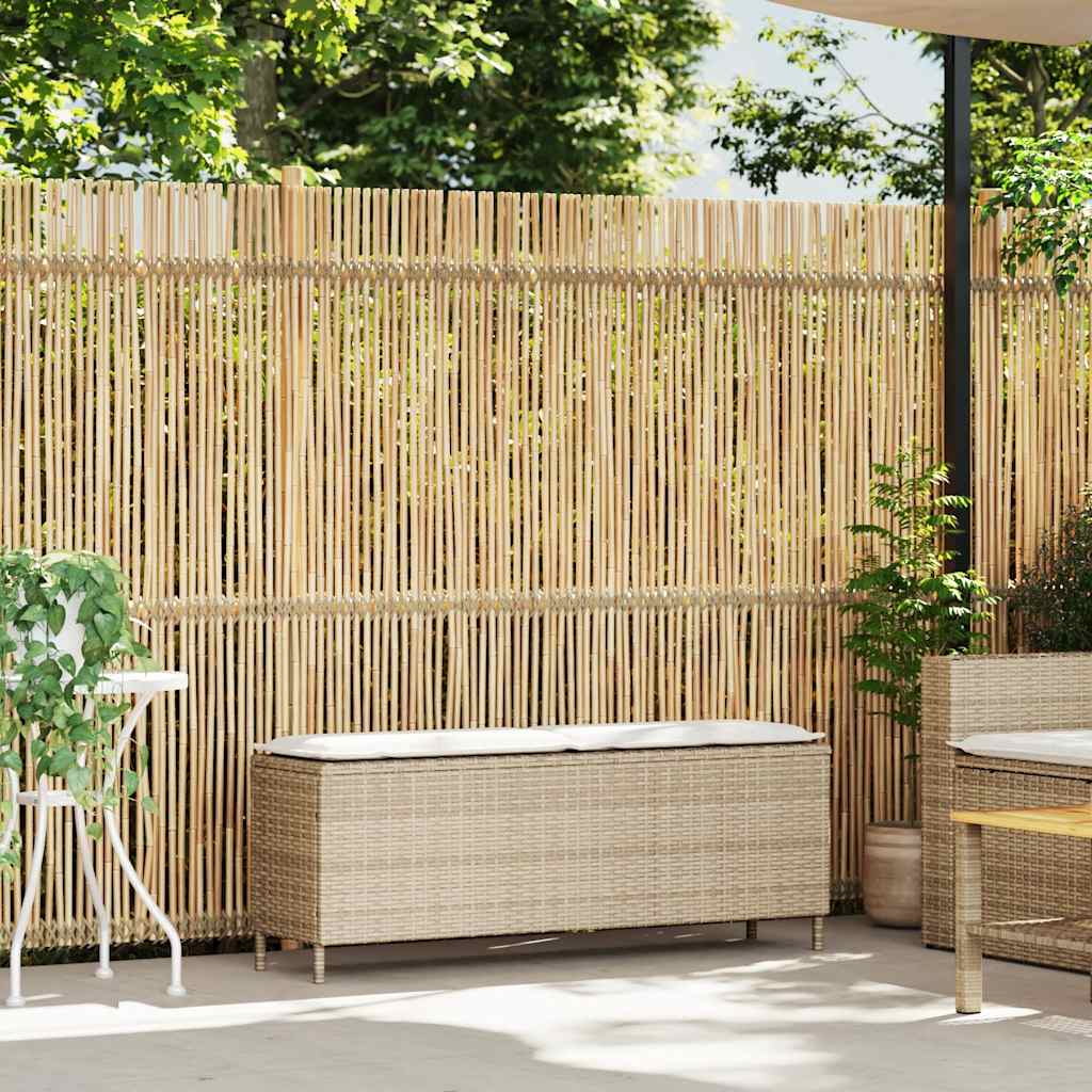 Tuinbank met kussen 110x30x40,5 cm poly rattan beige
