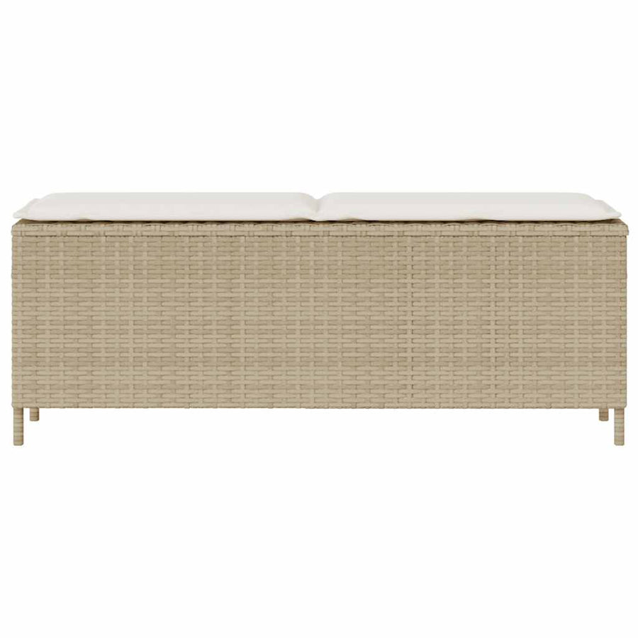 Tuinbank met kussen 110x30x40,5 cm poly rattan beige