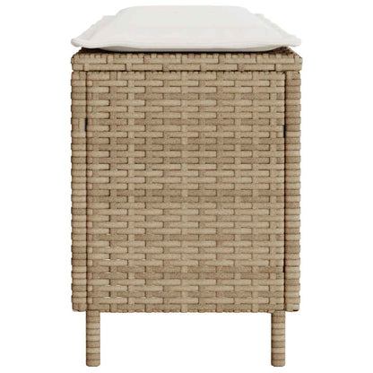 Tuinbank met kussen 110x30x40,5 cm poly rattan beige