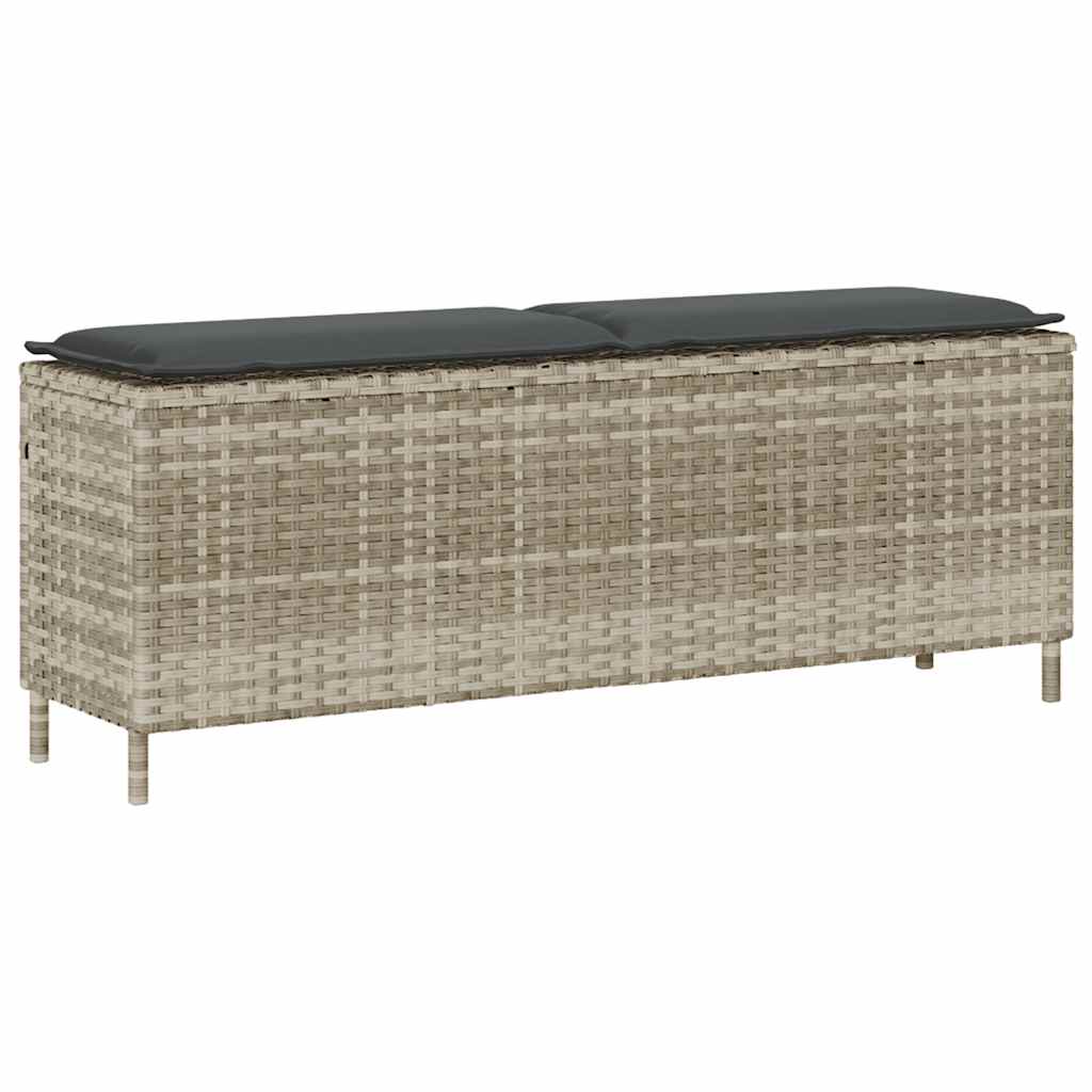 Tuinbank met kussen 110x30x40,5 cm poly rattan lichtgrijs