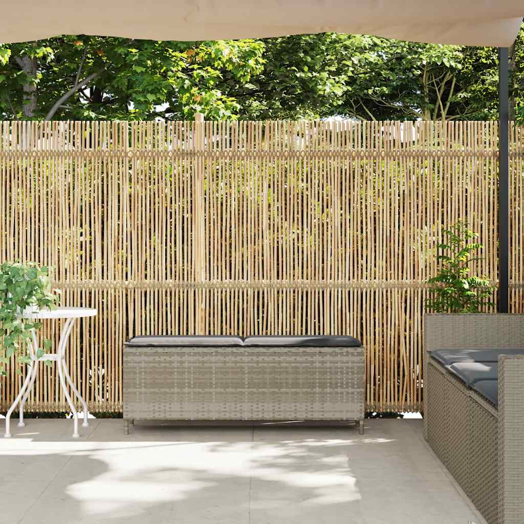 Tuinbank met kussen 110x30x40,5 cm poly rattan lichtgrijs