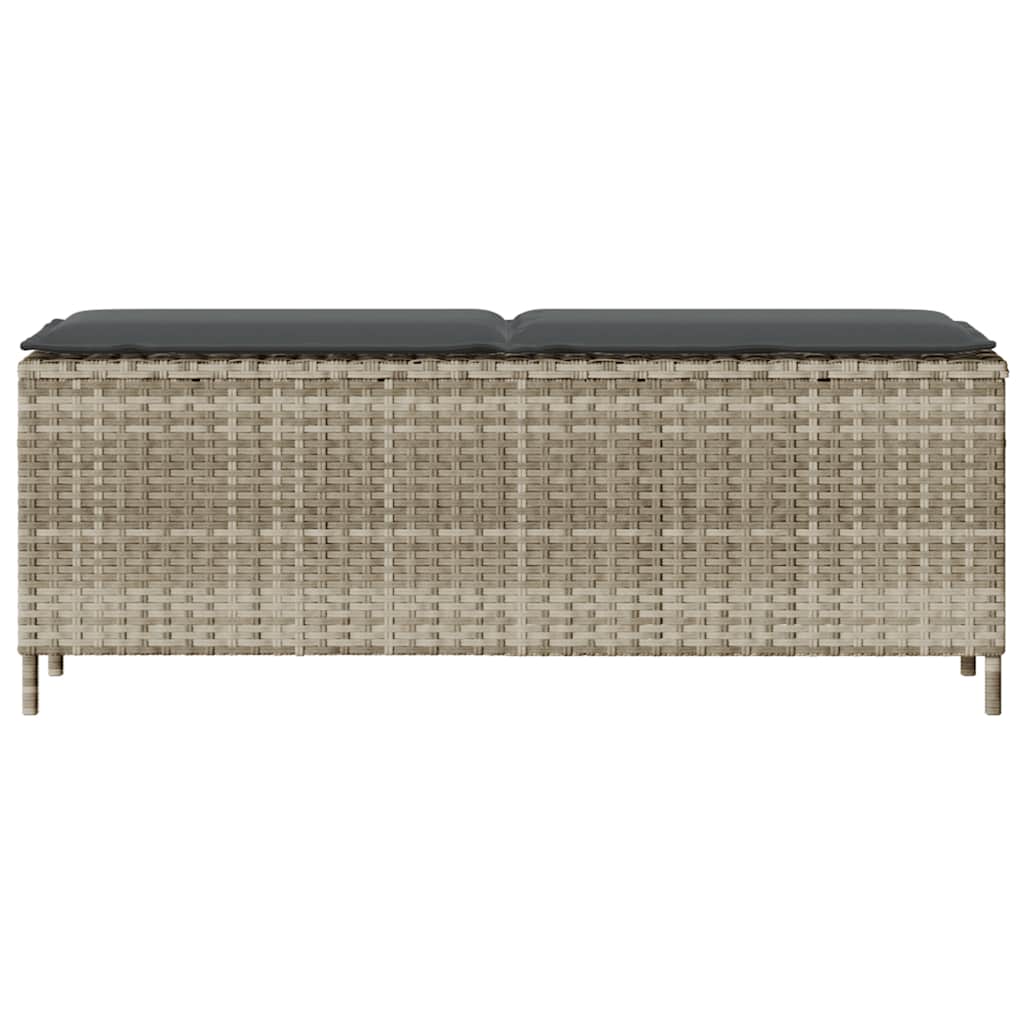 Tuinbank met kussen 110x30x40,5 cm poly rattan lichtgrijs