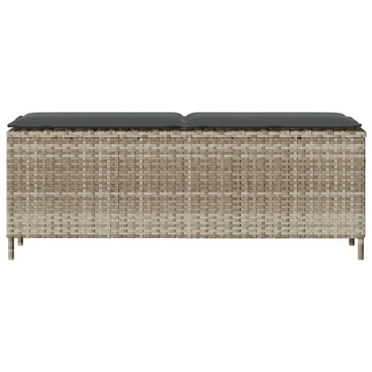 Tuinbank met kussen 110x30x40,5 cm poly rattan lichtgrijs