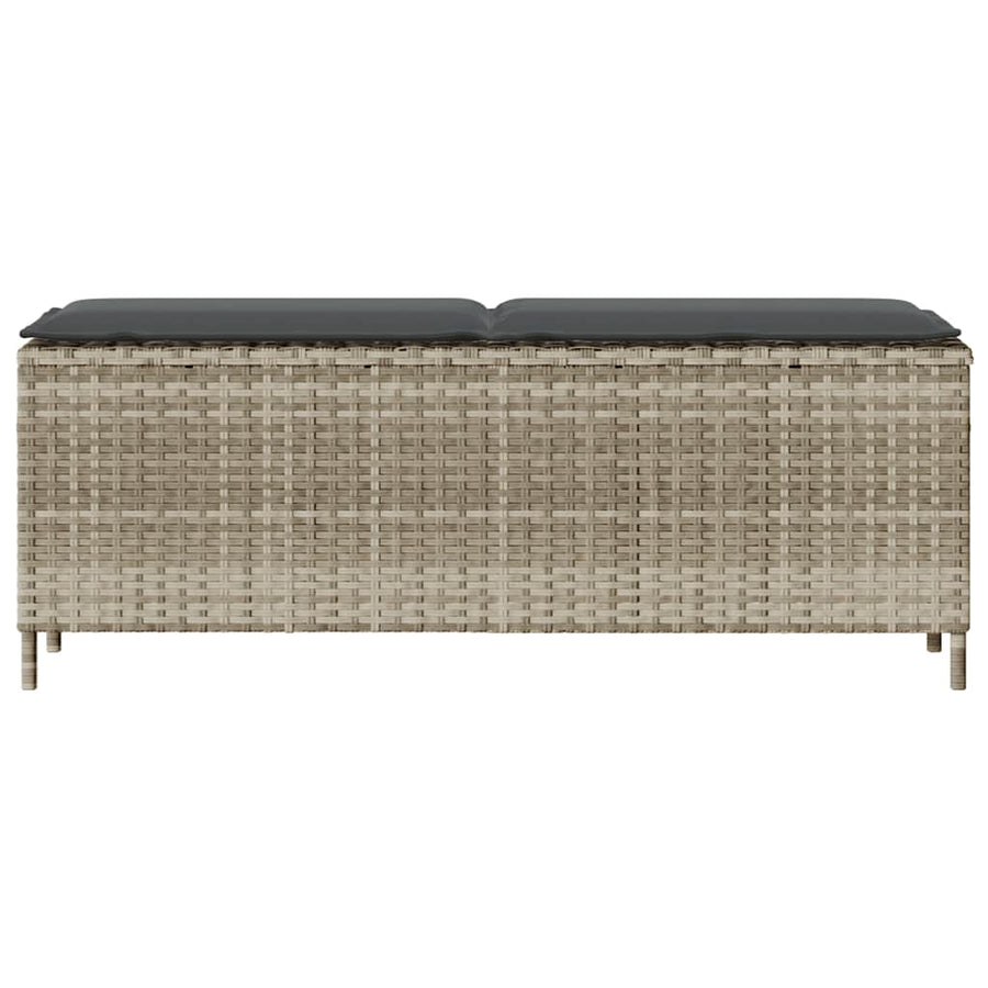 Tuinbank met kussen 110x30x40,5 cm poly rattan lichtgrijs