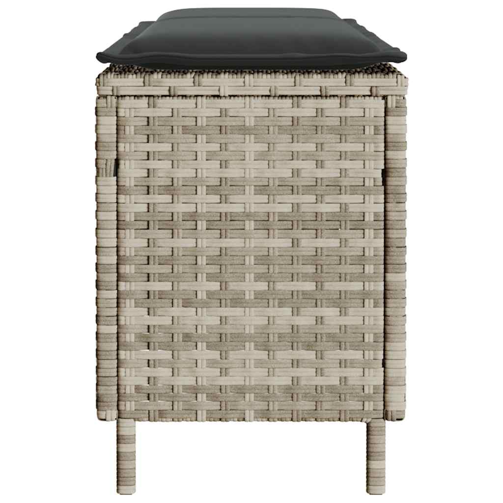 Tuinbank met kussen 110x30x40,5 cm poly rattan lichtgrijs