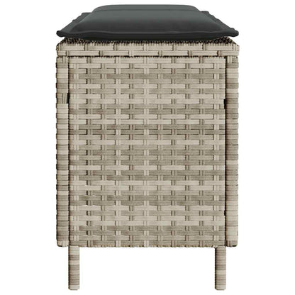 Tuinbank met kussen 110x30x40,5 cm poly rattan lichtgrijs