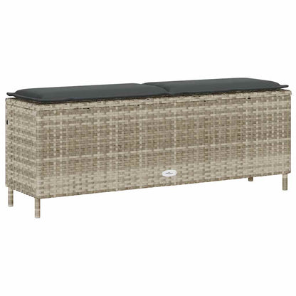 Tuinbank met kussen 110x30x40,5 cm poly rattan lichtgrijs