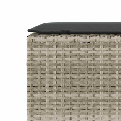 Tuinbank met kussen 110x30x40,5 cm poly rattan lichtgrijs