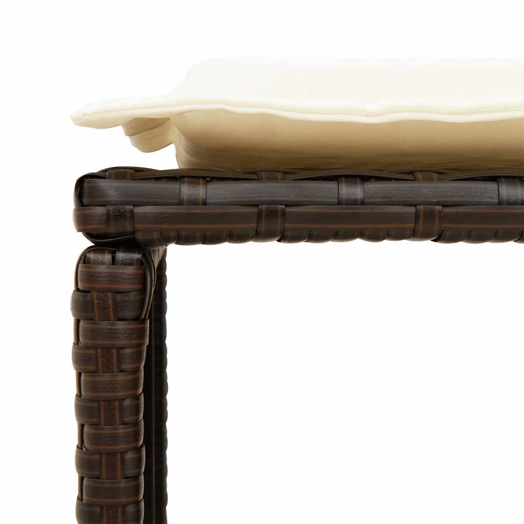 5-Delige Tuinbankstel Met Kussens Stapelbaar Poly Rattan Bruin Crèmewit