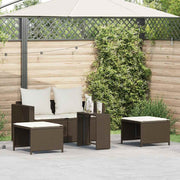 Tuinbankstel poly rattan bruin stapelbaar 5-delig