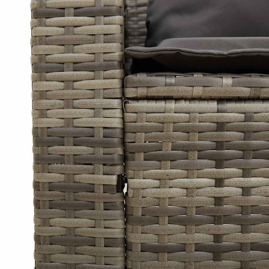 5-Delige Tuinbankstel Met Kussens Stapelbaar Poly Rattan Grijs Donkergrijs