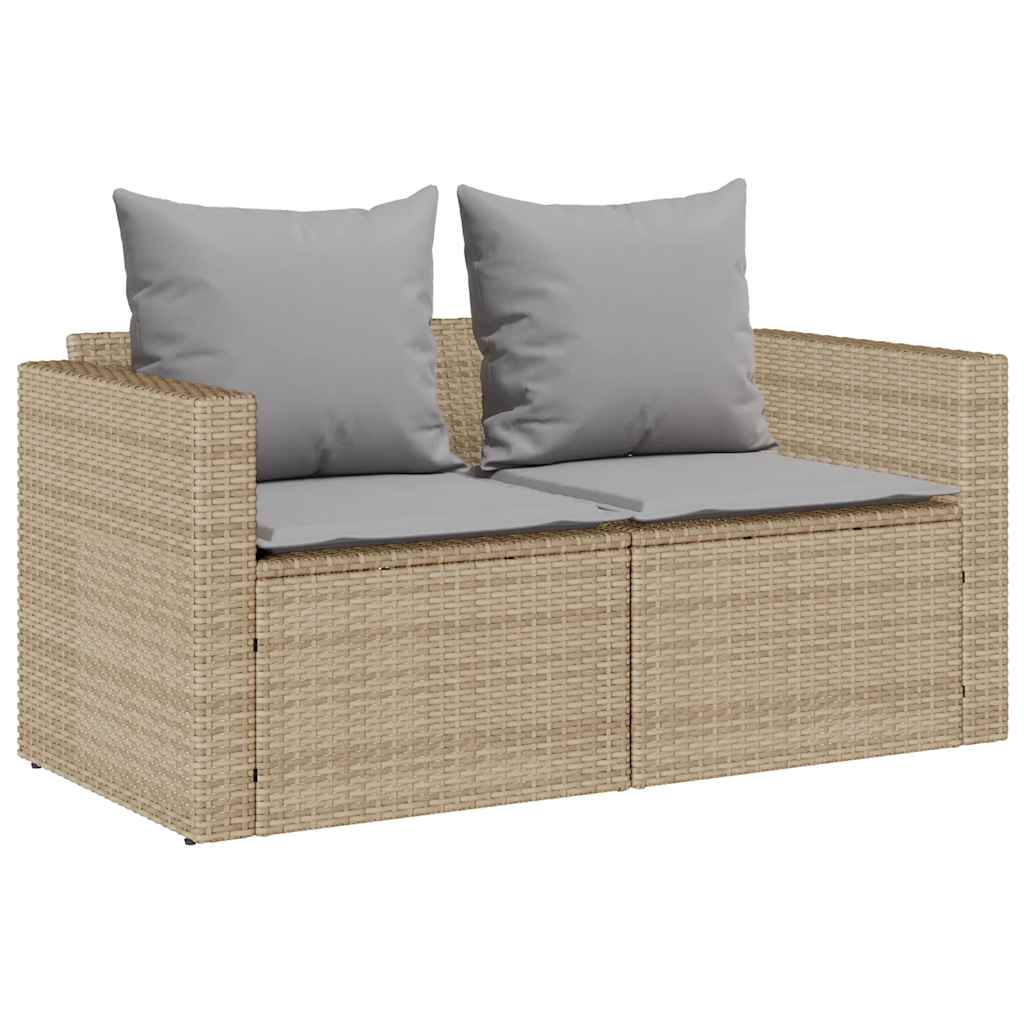 5-Delige Tuinbankstel Met Kussens Stapelbaar Poly Rattan Beige Lichtgrijs