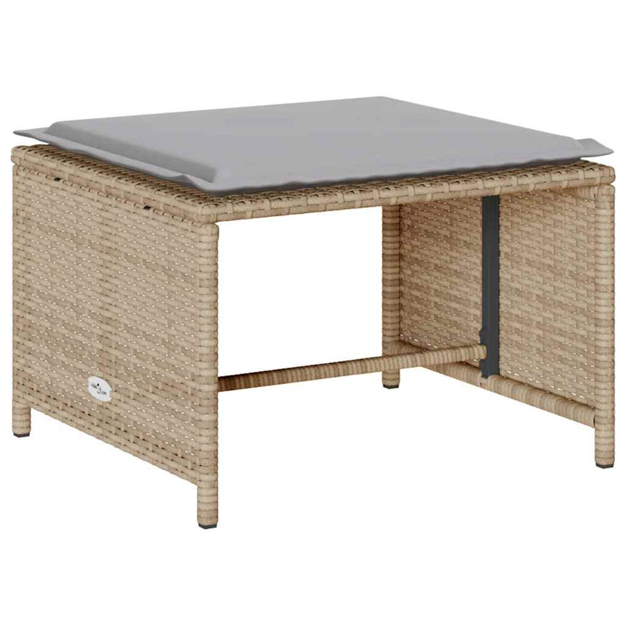 5-Delige Tuinbankstel Met Kussens Stapelbaar Poly Rattan Beige Lichtgrijs