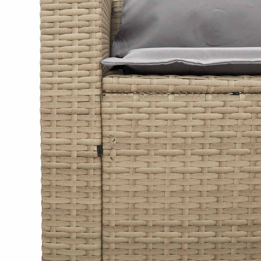5-Delige Tuinbankstel Met Kussens Stapelbaar Poly Rattan Beige Lichtgrijs