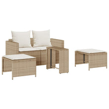 5-Delige Tuinbankstel Met Kussens Stapelbaar Poly Rattan Beige Crèmewit