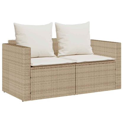 5-Delige Tuinbankstel Met Kussens Stapelbaar Poly Rattan Beige Crèmewit