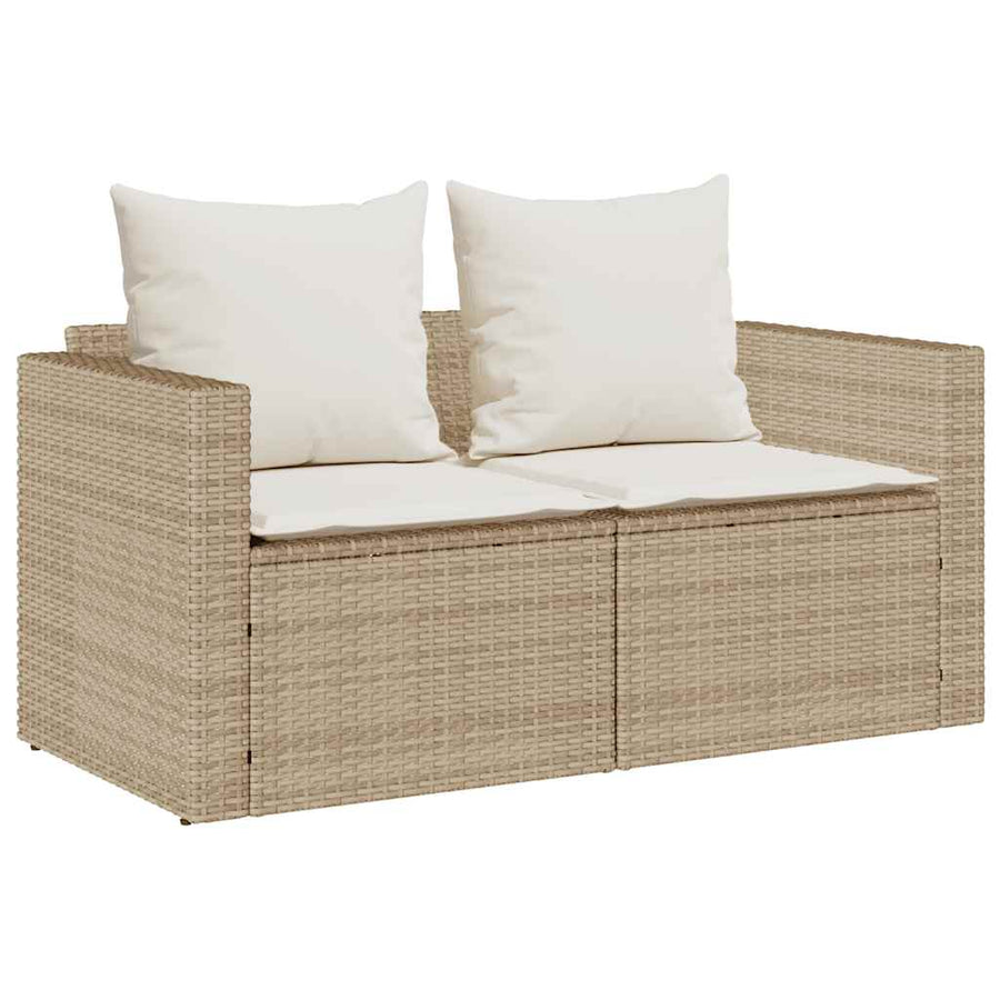 5-Delige Tuinbankstel Met Kussens Stapelbaar Poly Rattan Beige Crèmewit