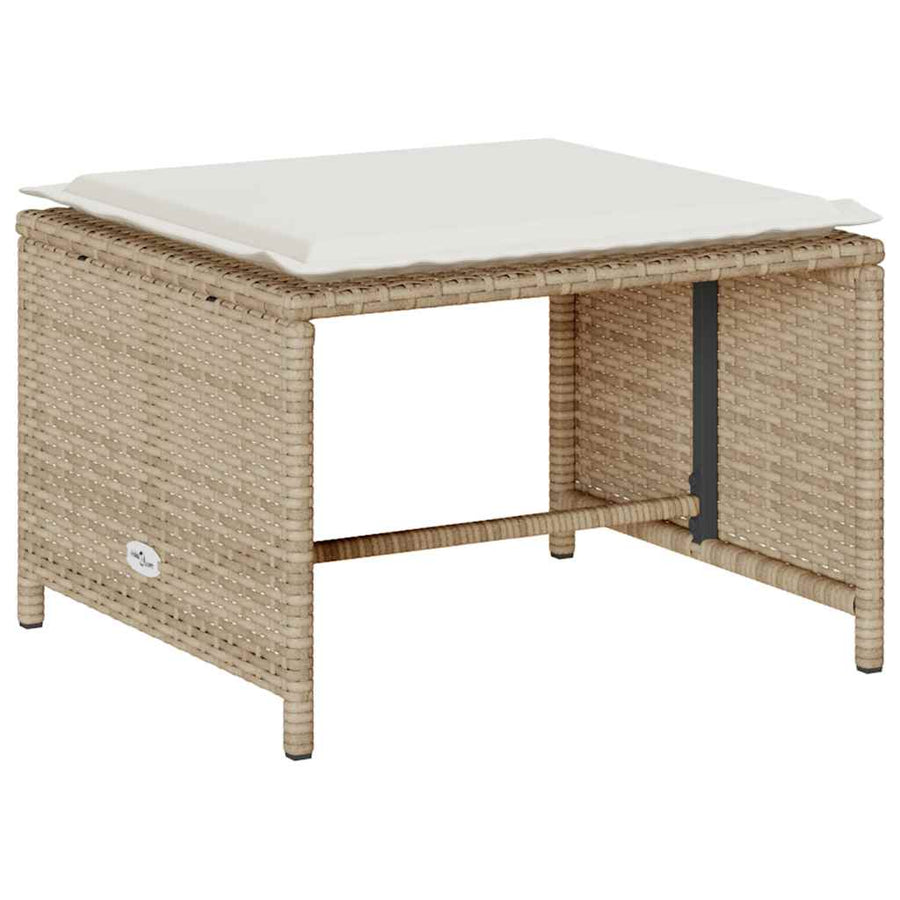 5-Delige Tuinbankstel Met Kussens Stapelbaar Poly Rattan Beige Crèmewit