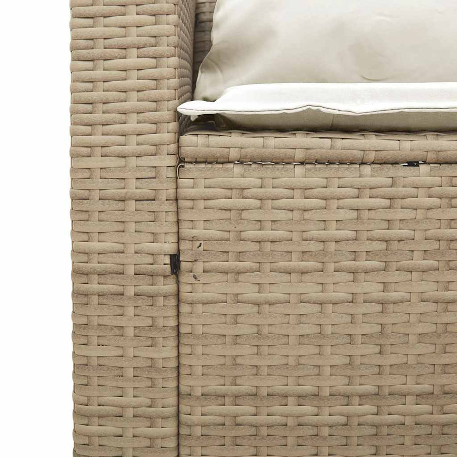 5-Delige Tuinbankstel Met Kussens Stapelbaar Poly Rattan Beige Crèmewit