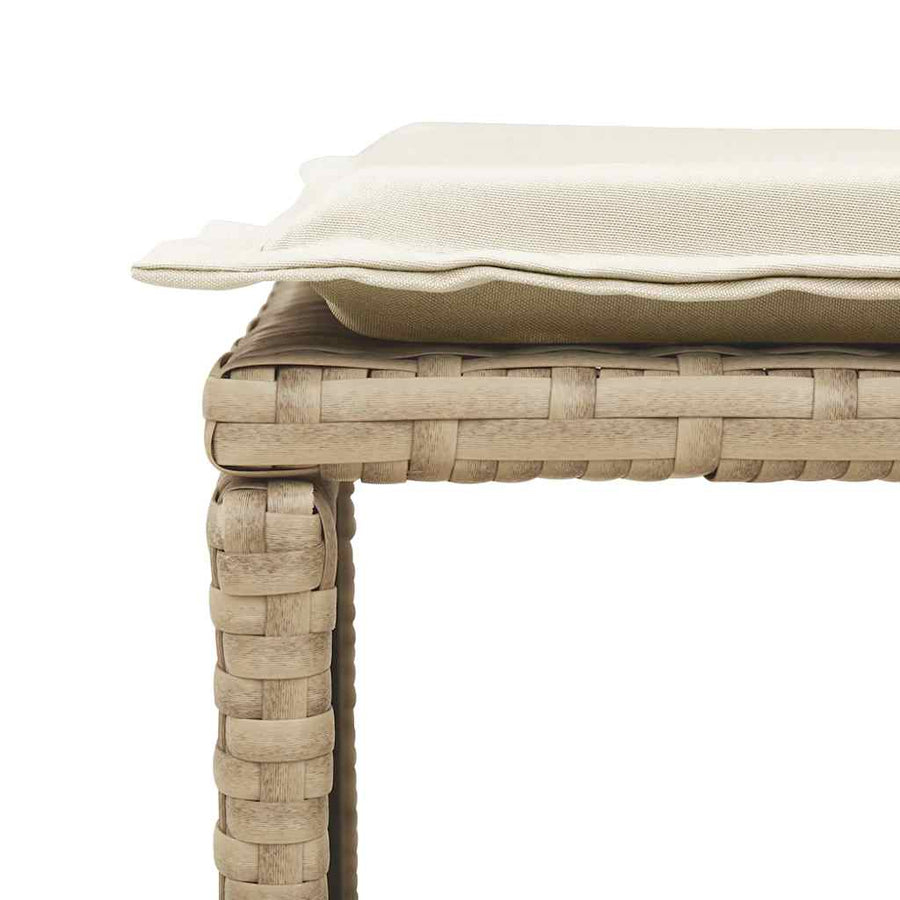 5-Delige Tuinbankstel Met Kussens Stapelbaar Poly Rattan Beige Crèmewit