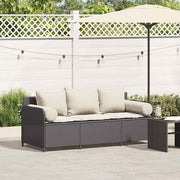 Garden Bench 3-seater with Cushions Poly Rattan Black