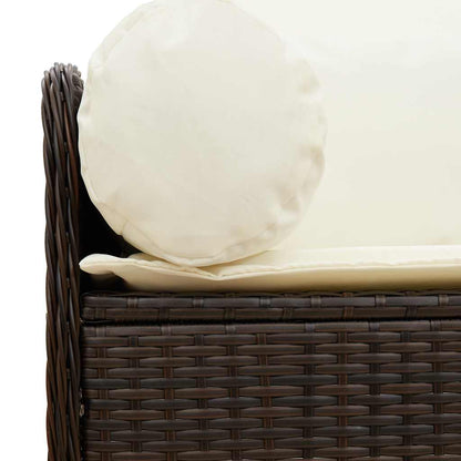 Tuinbank 3-Zits Met Kussens Poly Rattan Bruin Crèmewit
