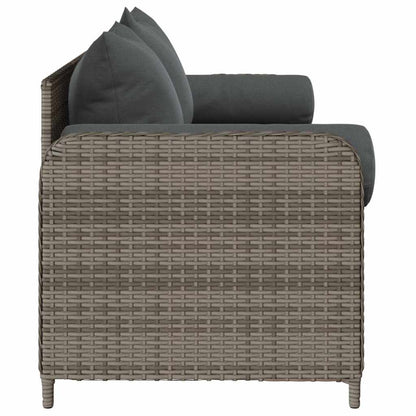 Tuinbank 3-Zits Met Kussens Poly Rattan Grijs Donkergrijs