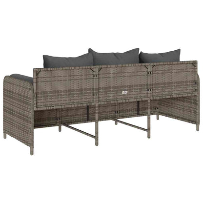 Tuinbank 3-Zits Met Kussens Poly Rattan Grijs Donkergrijs