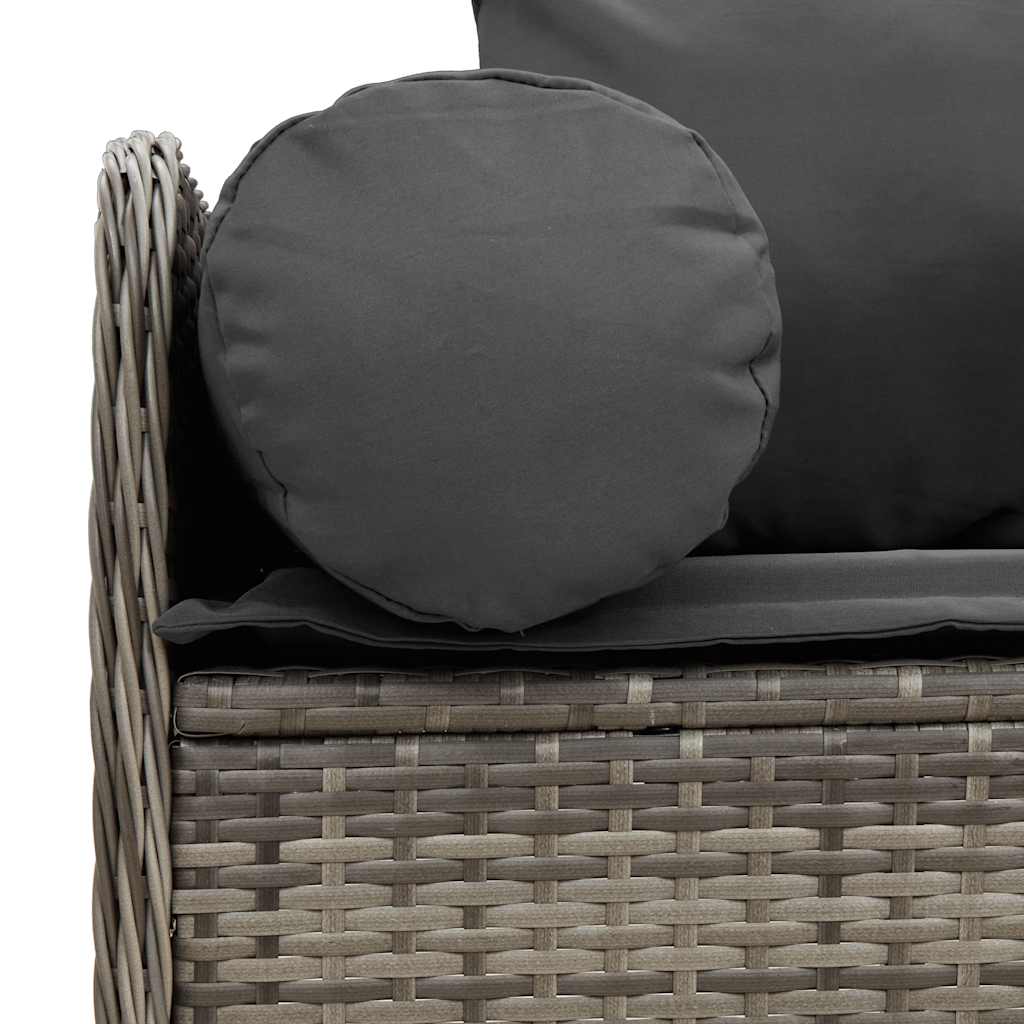 Tuinbank 3-Zits Met Kussens Poly Rattan Grijs Donkergrijs