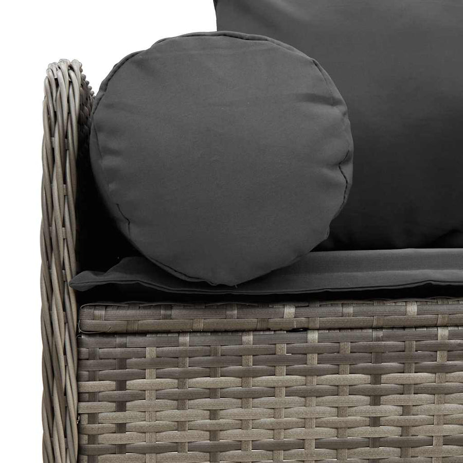 Tuinbank 3-Zits Met Kussens Poly Rattan Grijs Donkergrijs