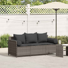 Tuinbank 3-Zits Met Kussens Poly Rattan Grijs Donkergrijs