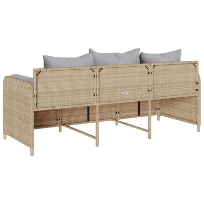 Tuinbank 3-Zits Met Kussens Poly Rattan Beige Lichtgrijs