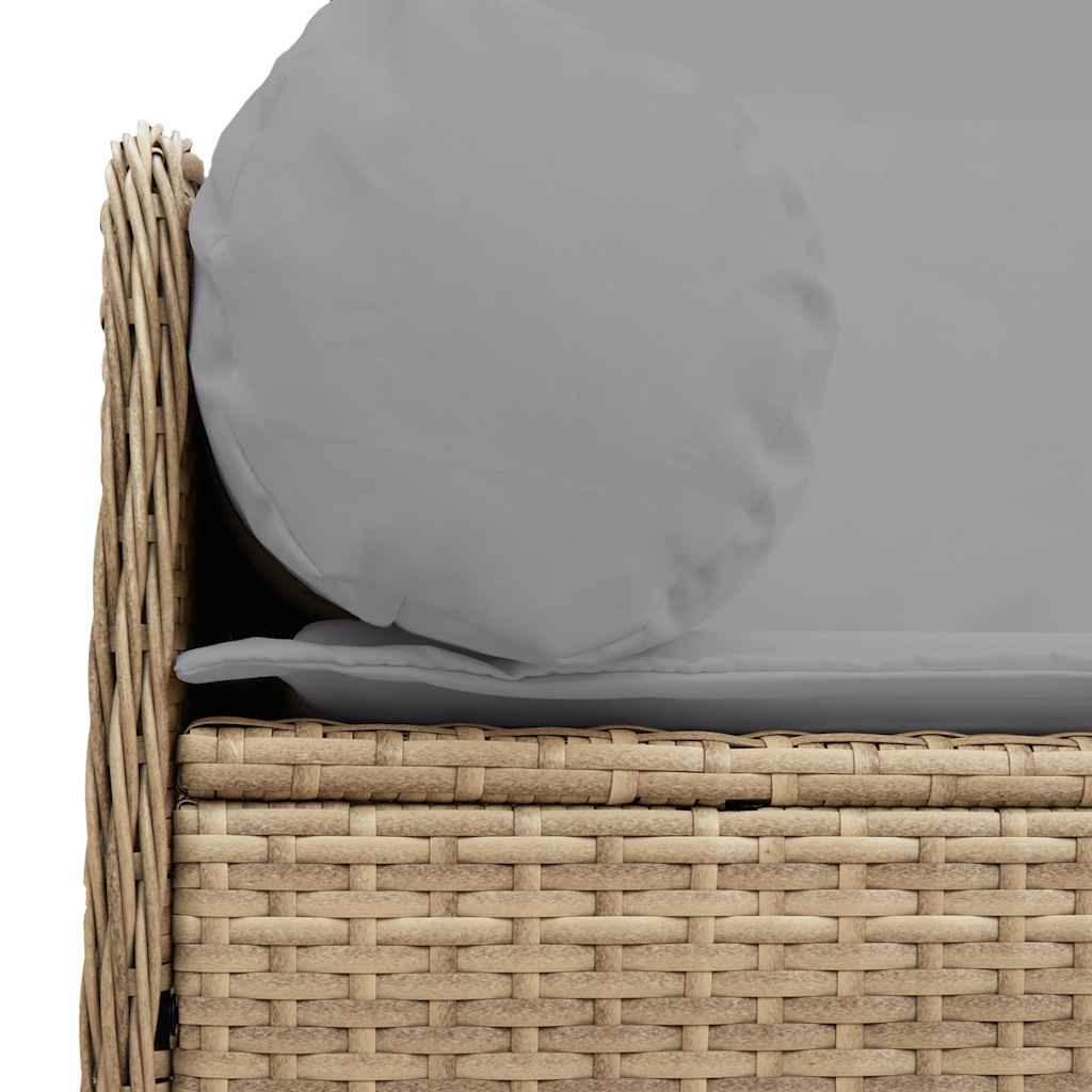 Tuinbank 3-Zits Met Kussens Poly Rattan Beige Lichtgrijs