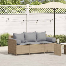 Tuinbank 3-Zits Met Kussens Poly Rattan Beige Lichtgrijs