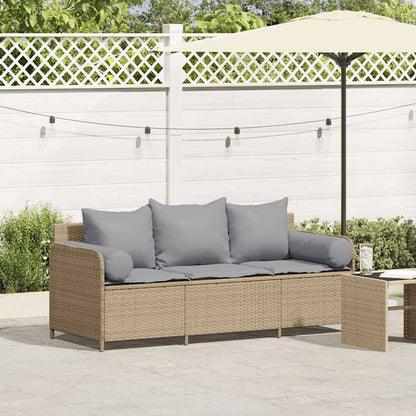 Tuinbank 3-Zits Met Kussens Poly Rattan Beige Lichtgrijs