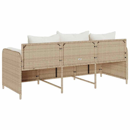 Tuinbank 3-Zits Met Kussens Poly Rattan Beige Crèmewit