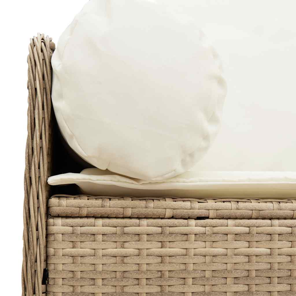 Tuinbank 3-Zits Met Kussens Poly Rattan Beige Crèmewit