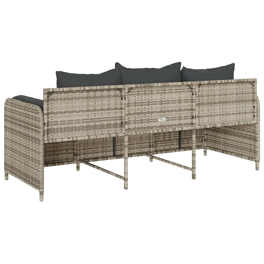 Tuinbank 3-Zits Met Kussens Poly Rattan Lichtgrijs Donkergrijs