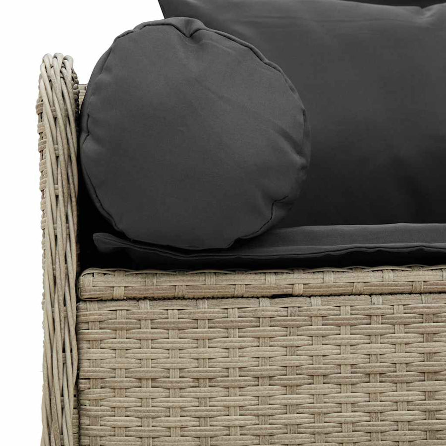 Tuinbank 3-Zits Met Kussens Poly Rattan Lichtgrijs Donkergrijs