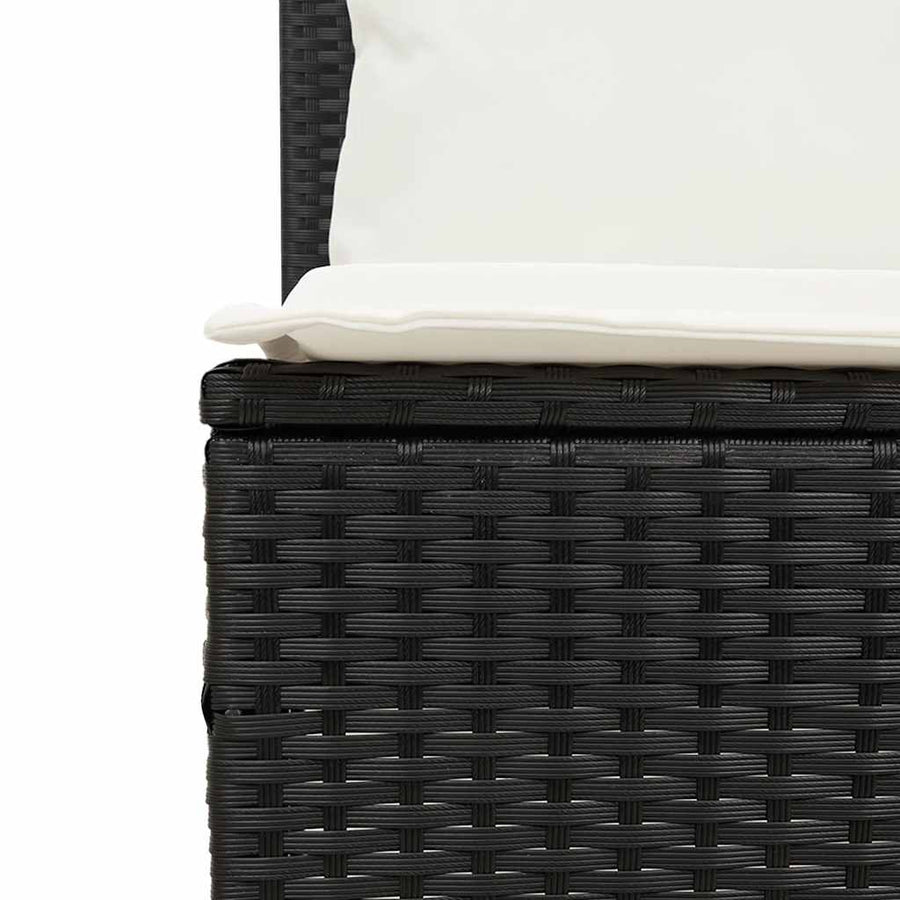3-Delige Tuinset Met Kussens Poly Rattan Zwart en crèmewit tempered glass